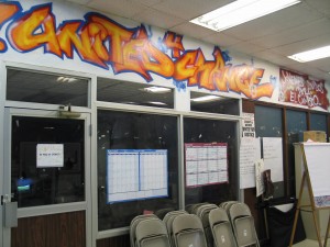 Graffiti art on wall of YUC offices