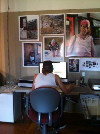 Stockbridge's desk is surrounded by Kensington Blues photos he printed himself.