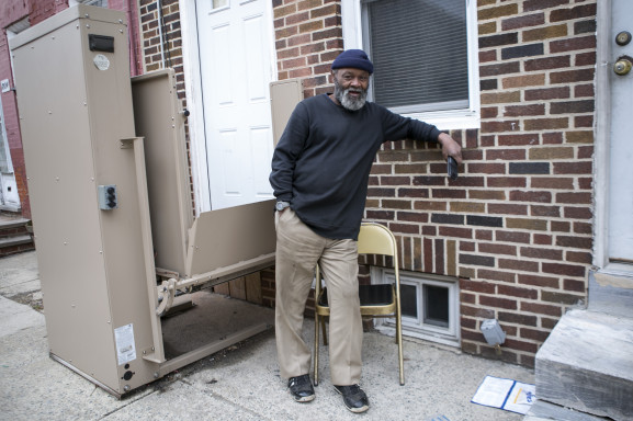 Jerome Ward outside of his Newbold row home.