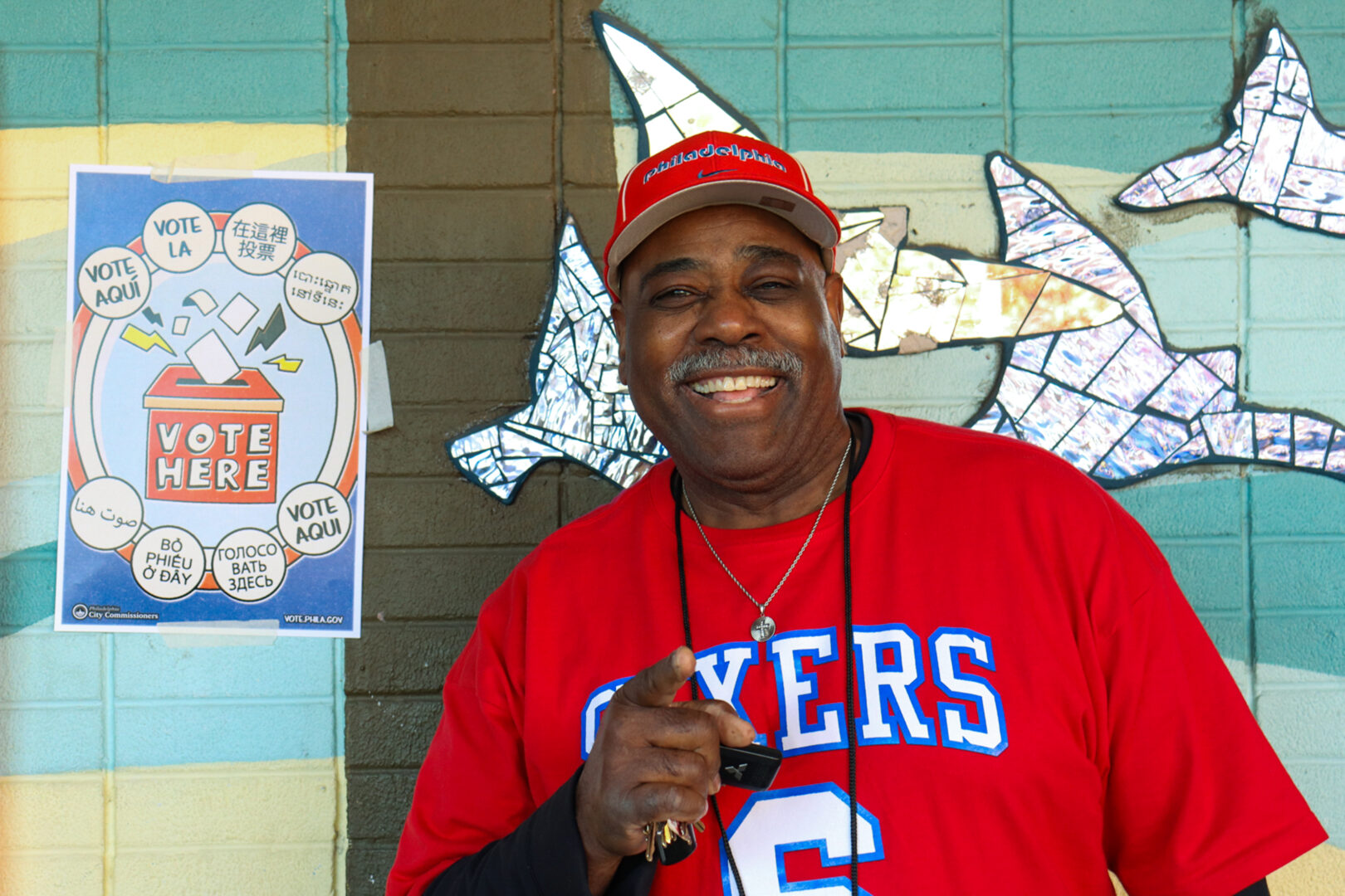 Milton Pollard poses after voting at the Amos Recreation Center in North Philadelphia on Tuesday, Nov. 11, 2025. When asked about the election, Pollard stated, “It’s alright… the vote brings me out here.”